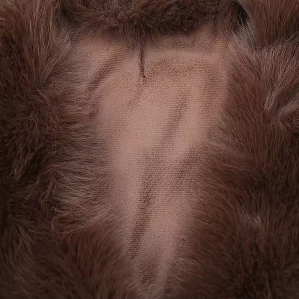 Brown Leopard Print Big Size Long Faux Fur Jacket For Women Lapel Long Sleeve - Picture 7 of 10